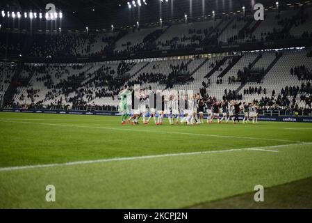 Juventus-Frauen während des Spiels der Gruppe A - UEFA Women's Champions zwischen Juventus FC Women und Chelsea FC Women, in Turin im Allianz Stadium am 13. Oktober 2021 in Italien. (Foto von Alberto Gandolfo/NurPhoto) Stockfoto