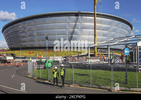 Eine allgemeine Ansicht des SSE Hydro auf dem Scottish Event Campus am 15. Oktober 2021 in Glasgow, Schottland. Der Scottish Event Campus wird einer der Austragungsorte des bevorstehenden Klimagipfels COP 26 sein, der vom 1. Bis 12.. November in Glasgow stattfinden wird. (Foto von Ewan Bootman/NurPhoto) Stockfoto