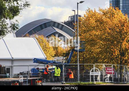 Eine allgemeine Ansicht des SSE Hydro auf dem Scottish Event Campus am 15. Oktober 2021 in Glasgow, Schottland. Der Scottish Event Campus wird einer der Austragungsorte des bevorstehenden Klimagipfels COP 26 sein, der vom 1. Bis 12.. November in Glasgow stattfinden wird. (Foto von Ewan Bootman/NurPhoto) Stockfoto