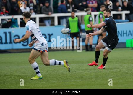 Max Wright von Newcastle Falcons in Aktion während des Spiels der Gallagher Premiership zwischen Newcastle Falcons und Bristol im Kingston Park, Newcastle am Samstag, 16.. Oktober 2021. (Foto von Chris Lishman/MI News/NurPhoto) Stockfoto