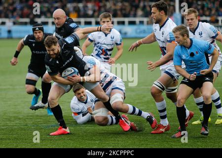 Max Wright von Newcastle Falcons in Aktion bei seinem Debüt während des Spiels der Gallagher Premiership zwischen Newcastle Falcons und Bristol im Kingston Park, Newcastle am Samstag, 16.. Oktober 2021. (Foto von Chris Lishman/MI News/NurPhoto) Stockfoto