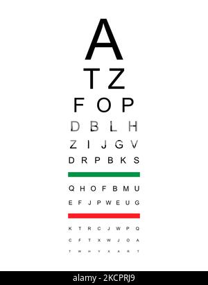 Test Visual Measure Symbol, optisches Diagramm Buchstaben Symbol, Optometrist Fokus Vektor Illustration . Stock Vektor