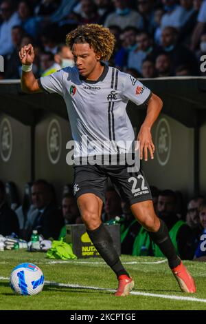 Janis Antiste (Spezia) während des Spiels der italienischen Fußballserie A Spezia Calcio gegen US Salernitana am 16. Oktober 2021 im Alberto Picco Stadion in La Spezia, Italien (Foto: Cucco Ricucchi/LiveMedia/NurPhoto) Stockfoto