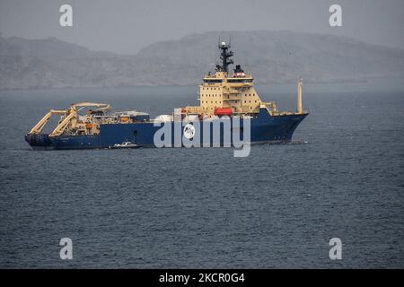 Marseille, Frankreich. 03.. November 2022. Die Kabelschicht Ile de sein hebt am französischen Mittelmeerhafen Marseille ab. (Foto von Gerard Bottino/SOPA Images/Sipa USA) Quelle: SIPA USA/Alamy Live News Stockfoto