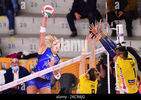 Indre Sorokaite (Il Bisonte Firenna) beim Volleyball Italian Serie A1 Frauenspiel Il Bisonte Firenz gegen Delta Despar Trentino am 20. Oktober 2021 im PalaRialdoli in Scandicci, Italien (Foto: Lisa Guglielmi/LiveMedia/NurPhoto) Stockfoto