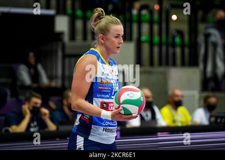 Joanna Wolosz (Conegliano) im Einsatz während des Volleyball Italian Serie A1 Frauenmatches Imoco Volley Conegliano gegen Igor Gorgonzola Novara am 21. Oktober 2021 im Palaverde in Treviso, Italien (Foto von Ettore Griffoni/LiveMedia/NurPhoto) Stockfoto