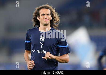 Matteo Guendouzi von Olympique de Marseille reagiert während des UEFA Europa League-Spiels der Gruppe E zwischen SS Lazio und Olympique de Marseille am 21. Oktober 2021 im Stadio Olimpico, Rom, Italien. (Foto von Giuseppe Maffia/NurPhoto) Stockfoto