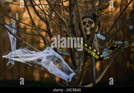 Halloween Dekorationen in Edmonton gesehen. Am Sonntag, den 21. August 2021, in Edmonton, Alberta, Kanada. (Foto von Artur Widak/NurPhoto) Stockfoto