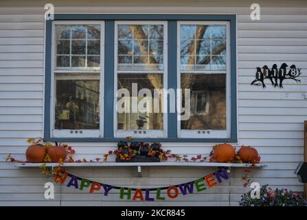 Halloween Dekorationen in Edmonton gesehen. Am Sonntag, den 21. August 2021, in Edmonton, Alberta, Kanada. (Foto von Artur Widak/NurPhoto) Stockfoto