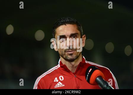 Moreno Longo Cheftrainer von US Alessandria beim Seri B Match zwischen Alessandria Calcio und Crotone, in Alessandria im Stadio Moccagatta in Italien, am 22. Oktober 2021 (Foto von Alberto Gandolfo/NurPhoto) Stockfoto