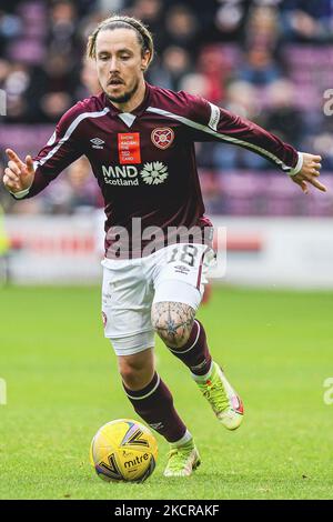 Barrie McKay of Hearts während des Spiels der Scottish Premier League zwischen Hearts und Dundee im Tynecastle Park am 23. Oktober 2021 in Edinburgh, Schottland. (Foto von Ewan Bootman/NurPhoto) Stockfoto