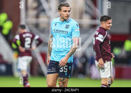 Jason Cummings von Dundee während des Spiels der Scottish Premier League zwischen Hearts und Dundee im Tynecastle Park am 23. Oktober 2021 in Edinburgh, Schottland. (Foto von Ewan Bootman/NurPhoto) Stockfoto