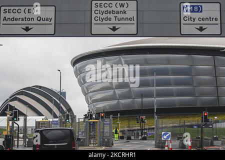 Eine allgemeine Ansicht des SSE Hydro auf dem Scottish Event Campus am 1. September 2021 in Glasgow, Schottland. Der Scottish Event Campus ist einer der Austragungsorte des bevorstehenden Klimagipfels COP 26, der vom 1. Bis 12.. November in Glasgow stattfinden wird. (Foto von Ewan Bootman/NurPhoto) Stockfoto