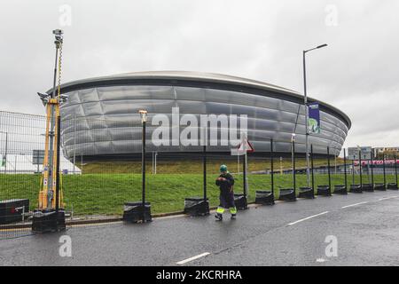 Eine allgemeine Ansicht des SSE Hydro auf dem Scottish Event Campus am 1. September 2021 in Glasgow, Schottland. Der Scottish Event Campus ist einer der Austragungsorte des bevorstehenden Klimagipfels COP 26, der vom 1. Bis 12.. November in Glasgow stattfinden wird. (Foto von Ewan Bootman/NurPhoto) Stockfoto