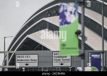 Eine allgemeine Ansicht des SSE Hydro auf dem Scottish Event Campus am 1. September 2021 in Glasgow, Schottland. Der Scottish Event Campus ist einer der Austragungsorte des bevorstehenden Klimagipfels COP 26, der vom 1. Bis 12.. November in Glasgow stattfinden wird. (Foto von Ewan Bootman/NurPhoto) Stockfoto