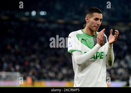 Mert Mulder von US Sassuolo während des Serie-A-Spiels zwischen Juventus FC und Sassuolo im Allianz-Stadion, in Turin am 27. Oktober 2021, in Italien (Foto von Alberto Gandolfo/NurPhoto) Stockfoto