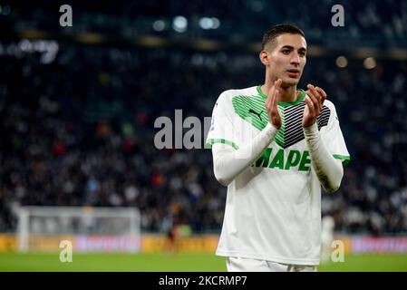 Mert Mulder von US Sassuolo während des Serie-A-Spiels zwischen Juventus FC und Sassuolo im Allianz-Stadion, in Turin am 27. Oktober 2021, in Italien (Foto von Alberto Gandolfo/NurPhoto) Stockfoto