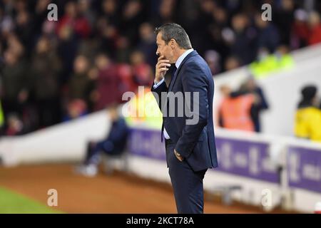 Slavisa Jokanovic, Managerin von Sheffield United beim Sky Bet Championship-Spiel zwischen Nottingham Forest und Sheffield United am 2.. November 2021 auf dem City Ground in Nottingham. (Foto von Jon Hobley/MI News/NurPhoto) Stockfoto