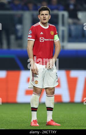 Harry Maguire (Manchester United) während des UEFA Champions League Fußballspiels Atalanta BC gegen Manchester United am 02. November 2021 im Gewiss Stadium in Bergamo, Italien (Foto: Francesco Scaccianoce/LiveMedia/NurPhoto) Stockfoto