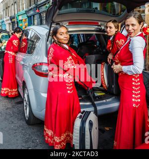 Die ausschließlich weibliche Mariachi-Band kommt zum Día de los Muertos (Tag der Toten) in London. Stockfoto