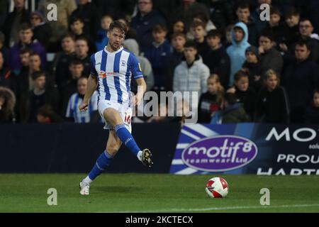 Neill Byrne von Hartlepool United während des FA Cup-Spiels zwischen Hartlepool United und Wycombe Wanderers im Victoria Park, Hartlepool, am Samstag, den 6.. November 2021. (Foto von Mark Fletcher/MI News/NurPhoto) Stockfoto