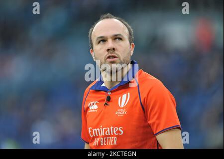 Der schottische Schiedsrichter Mike Adamson beim Rugby Autumn Nations Series Spiel 2021 zwischen Italien und All Blacks/Neuseeland im Olimpic Stadium (Stadio Olimpico) in Rom, Italien, am 6. November 2021. (Foto von Lorenzo Di Cola/NurPhoto) Stockfoto