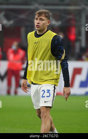 Nicolò Barella von Inter in Aktion während des Fußballspiels der Serie A zwischen dem AC Mailand und dem FC Internazionale im Giuseppe Meazza-Stadion, am 07. November 2021 in Mailand, Italien (Foto: Mairo Cinquetti/NurPhoto) Stockfoto