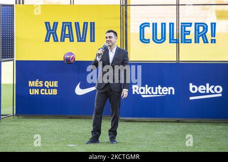 Xavi Hernandez wurde am 8.. November 2021 als neuer Trainer des FC Barcelona im Camp Nou Stadium in Barcelona vorgestellt. (Foto von Xavier Bonilla/NurPhoto) Stockfoto