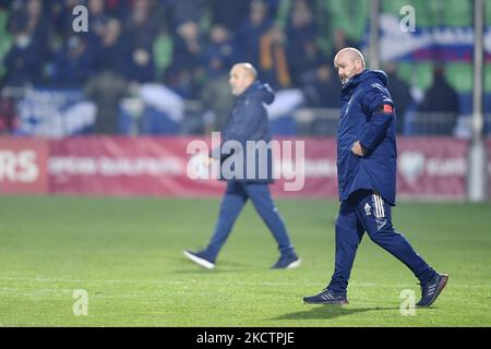 Schottlands Cheftrainer Steve Clarke in Aktion während der FIFA-Weltmeisterschaft 2022-Qualifikationsrunde zwischen Moldawien und Schottland, Freitag, 12. November 2021 in Chisinau, Moldawien. (Foto von Alex Nicodim/NurPhoto) Stockfoto
