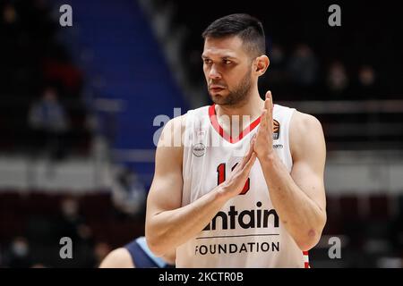 Kostas Papanikolaou von Olympiacos während des EuroLeague-Basketballspiels zwischen Zenit St. Petersburg und Olympiacos Piräus am 12. November 2021 in der Sibur Arena in Sankt Petersburg, Russland. (Foto von Mike Kireev/NurPhoto) Stockfoto