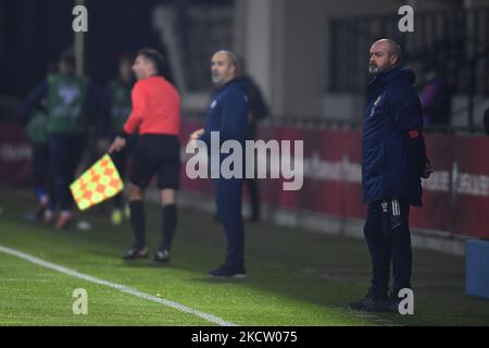 Trainer Steve Clarke in Aktion während der FIFA Fußball-Weltmeisterschaft 2022 Qualifikationsrunde zwischen Moldawien und Schottland, Freitag, 12. November 2021, in Chisinau, Moldawien. (Foto von Alex Nicodim/NurPhoto) Stockfoto