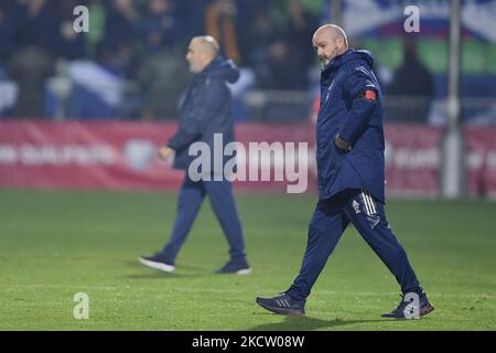 Schottland-Coach Steve Clarke in Aktion während der FIFA-Weltmeisterschaft 2022 Qualifikationsrunde zwischen Moldawien und Schottland, Freitag, 12. November 2021, in Chisinau, Moldawien. (Foto von Alex Nicodim/NurPhoto) Stockfoto