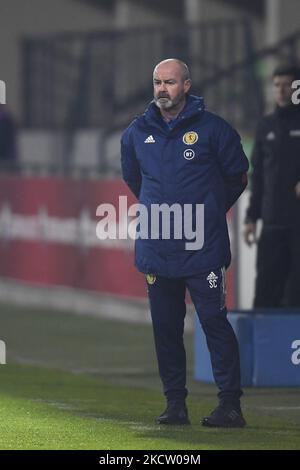 Schottland-Coach Steve Clarke in Aktion während der FIFA-Weltmeisterschaft 2022 Qualifikationsrunde zwischen Moldawien und Schottland, Freitag, 12. November 2021, in Chisinau, Moldawien. (Foto von Alex Nicodim/NurPhoto) Stockfoto