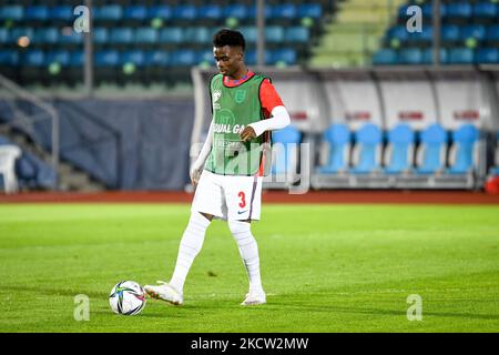 Die englische Bukayo Saka während der FIFA Fußball-Weltmeisterschaft Katar 2022 WM-Qualifikation - San Marino gegen England am 15. November 2021 im San Marino Stadion in San Marino, Republik San Marino (Foto: Ettore Griffoni/LiveMedia/NurPhoto) Stockfoto