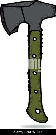 Eine Axt mit einem grünen Griff, um Bäume zu Fällen Stock Vektor