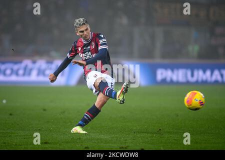 Bologna's Nicolas Dominguez Portrait in Aktion während des italienischen Fußballs Serie A Spiel Bologna FC gegen Venezia FC am 21. November 2021 im Renato Dall&#39;Ara Stadion in Bologna, Italien (Foto von Ettore Griffoni/LiveMedia/NurPhoto) Stockfoto