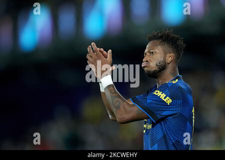 Fred von Manchester United reagiert während des UEFA Champions League-Spiel der Gruppe F zwischen Villarreal CF und Manchester United am 23. November 2021 im Estadio de la Ceramica in Villarreal, Spanien. (Foto von Jose Breton/Pics Action/NurPhoto) Stockfoto