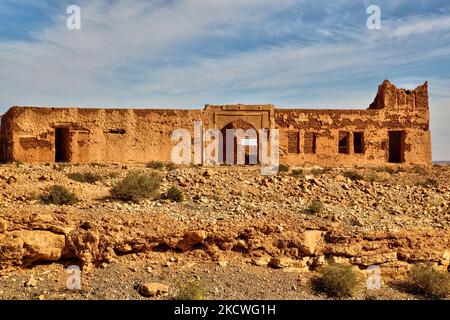 Überreste einer alten Festung im Ziz-Tal, die tief im Hohen Atlas in Marokko, Afrika, liegt. (Foto von Creative Touch Imaging Ltd./NurPhoto) Stockfoto