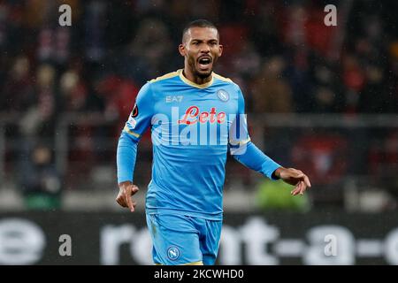 Juan Jesus von Neapel reagiert während des Fußballspiels der UEFA Europa League Gruppe C zwischen dem FC Spartak Moskau und dem SSC Napoli am 24. November 2021 in der Otkritie Arena in Moskau, Russland. (Foto von Mike Kireev/NurPhoto) Stockfoto