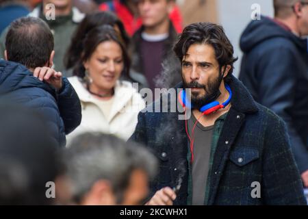 Marco Bocci während der Dreharbeiten zum Film 'La Caccia', in Rieti, Italien, am 23. November 2021. (Foto von Riccardo Fabi/NurPhoto) Stockfoto