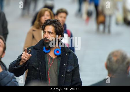 Marco Bocci während der Dreharbeiten zum Film 'La Caccia', in Rieti, Italien, am 23. November 2021. (Foto von Riccardo Fabi/NurPhoto) Stockfoto