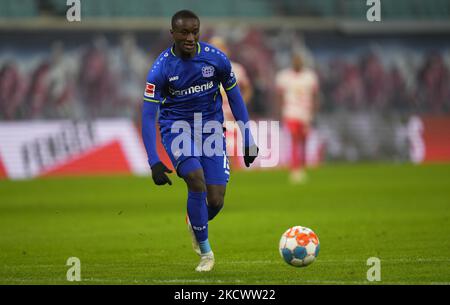 Moussa Diaby aus Leverkusen beim RB Leipzig gegen Leverkusen, Bundesliga, im Redbull-Stadion, Leipzig, Deutschland am 28. November 2021. (Foto von Ulrik Pedersen/NurPhoto) Stockfoto