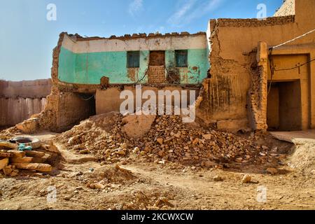 Überreste eines alten Berberhauses im Hohen Atlas in Risine, Marokko, Afrika. (Foto von Creative Touch Imaging Ltd./NurPhoto) Stockfoto