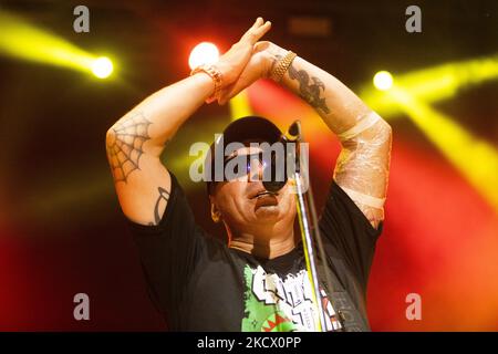 Die argentinische Sängerin, Komponistin, Keyboarderin und Leiterin der Cumbia villera-Gruppe Damas Gratis tritt während einer Show in Buenos Aires, Argentinien, am 29. November 2021 auf. (Foto von Matías Baglietto/NurPhoto) Stockfoto