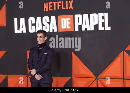 Miguel Herran nimmt an der Netflix Teil: „La Casa De Papel“, Präsentation der Saison 5. im Palacio de Vista Alegro in Madrid, Spanien (Foto: Carlos Dafonte/NurPhoto) Stockfoto