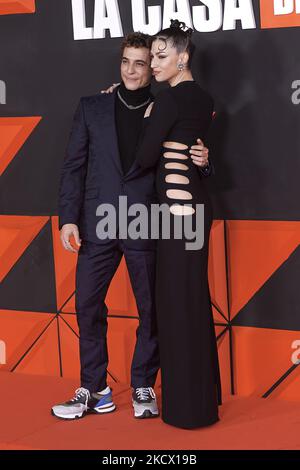 Miguel Herran, Ursula Corbero bei der Netflix: 'La Casa De Papel' das Finale der Saison 5. Präsentation im Palacio de Vista Alegé in Madrid, Spanien (Foto von Carlos Dafonte/NurPhoto) Stockfoto