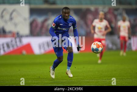 Moussa Diaby aus Leverkusen beim RB Leipzig gegen Leverkusen, Bundesliga, im Redbull-Stadion, Leipzig, Deutschland am 28. November 2021. (Foto von Ulrik Pedersen/NurPhoto) Stockfoto