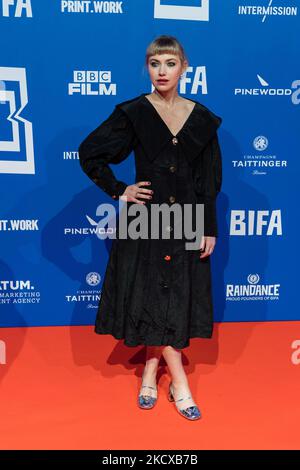 LONDON, GROSSBRITANNIEN - 05. DEZEMBER 2021: Imogen Poots nimmt an der Verleihung der British Independent Film Awards (BIFA) 24. im Old Billingsgate am 05. Dezember 2021 in London, England, Teil. (Foto von Wiktor Szymanowicz/NurPhoto) Stockfoto