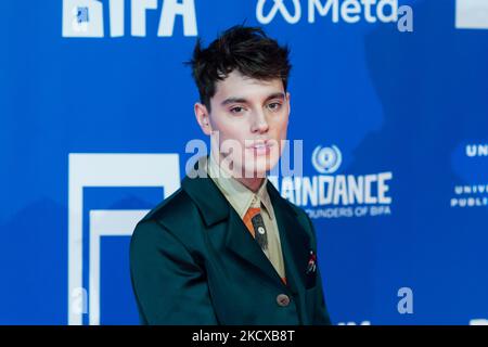 LONDON, GROSSBRITANNIEN - 05. DEZEMBER 2021: Max Harwood nimmt an der Verleihung der British Independent Film Awards (BIFA) 24. im Old Billingsgate am 05. Dezember 2021 in London, England, Teil. (Foto von Wiktor Szymanowicz/NurPhoto) Stockfoto