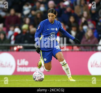 Chelsea Women Sam Kerr beim Vitality Women's FA Cup Finale 2021 zwischen Arsenal und Chelsea im Wembley-Stadion, London, England am 05.. Dezember 2021 (Foto by Action Foto Sport/NurPhoto) Stockfoto